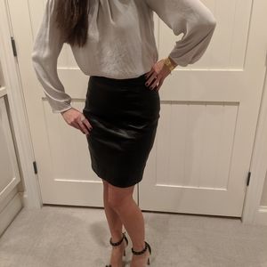 Black Leather Prada Pencil Skirt